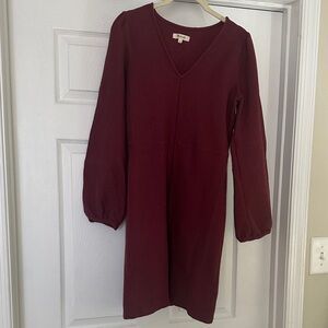Madewell Burgundy Long Sleeve Dress